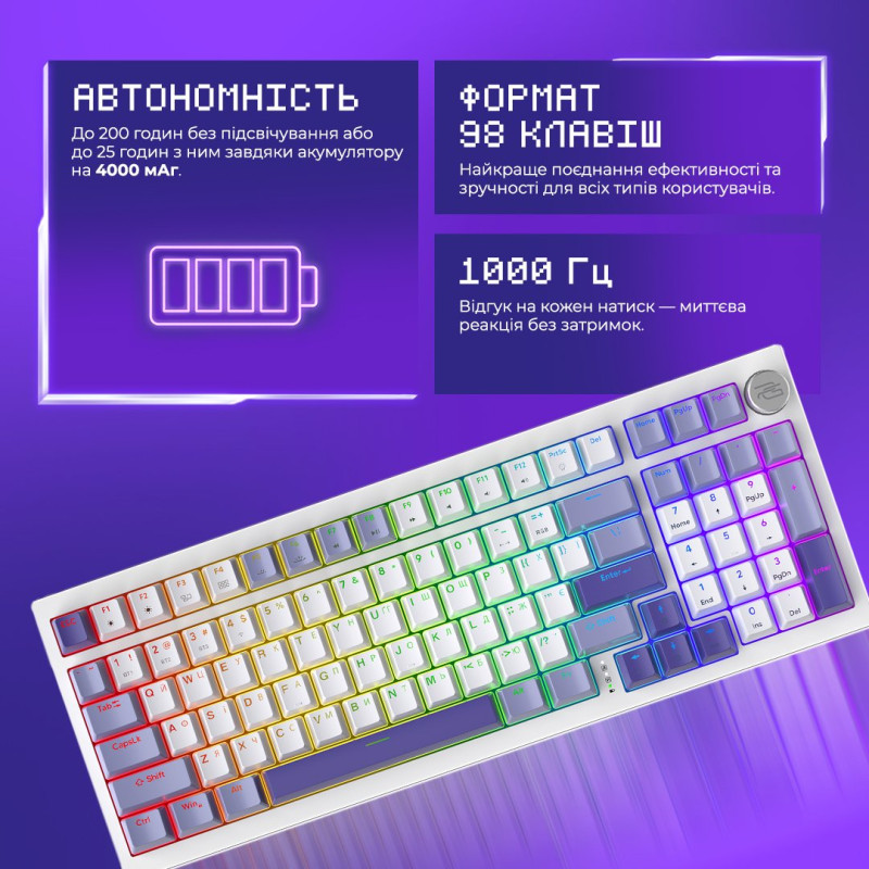 Клавіатура Proove Gaming Slicker Wireless Keyboard White (EN + UA) (WKSL00022402)