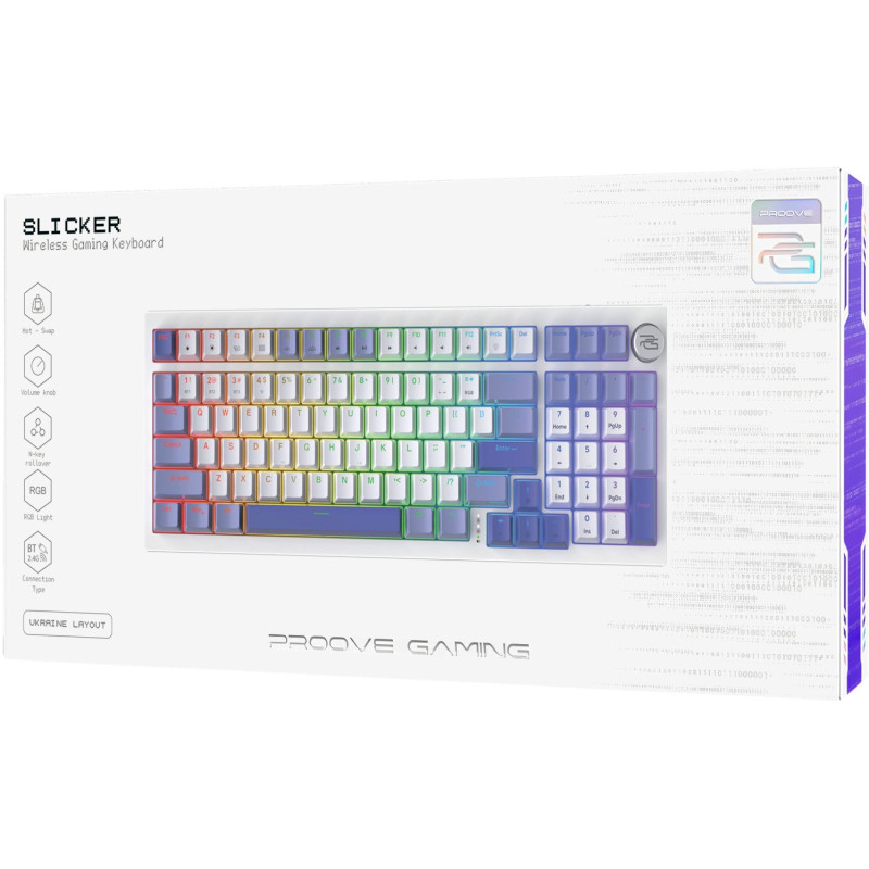 Клавіатура Proove Gaming Slicker Wireless Keyboard White (EN + UA) (WKSL00022402)