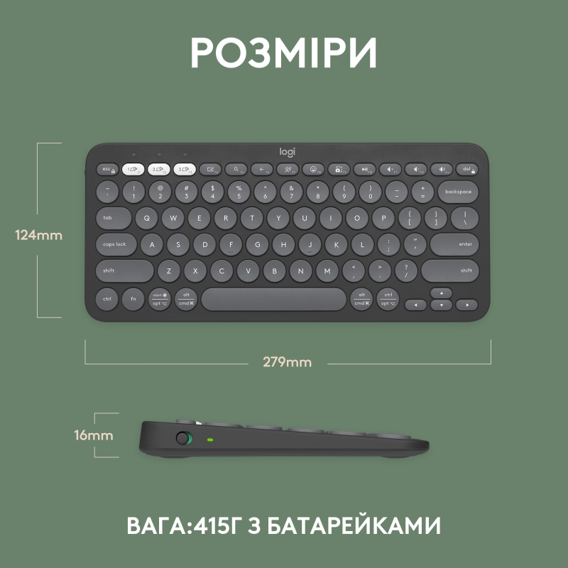Клавиатура Logitech Pebble Keys 2 K380s Graphite (920-011851)