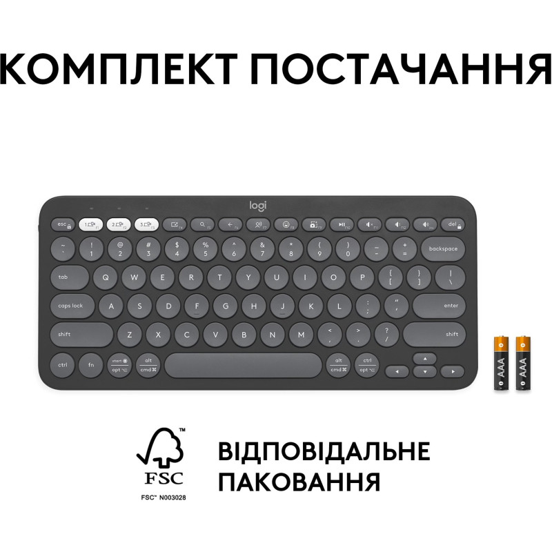 Клавиатура Logitech Pebble Keys 2 K380s Graphite (920-011851)