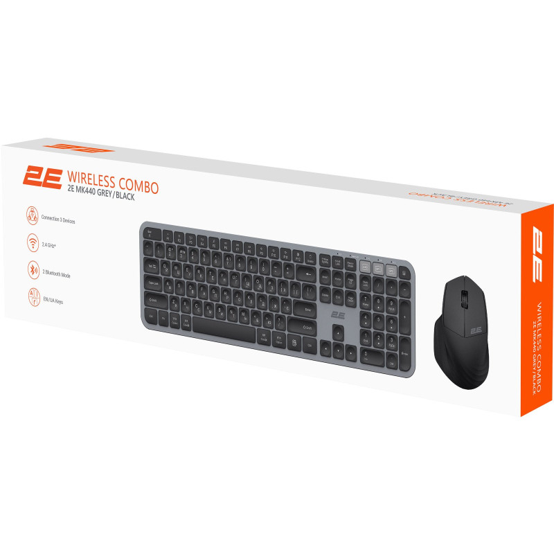  Комплект 2E MK440 WL BT EN/UKR Gray (2E-MK440WBGR_UA)