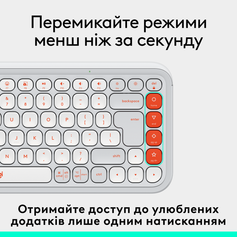Клавіатура Logitech POP Icon Keys Bluetooth UA Off-White (920-013072)