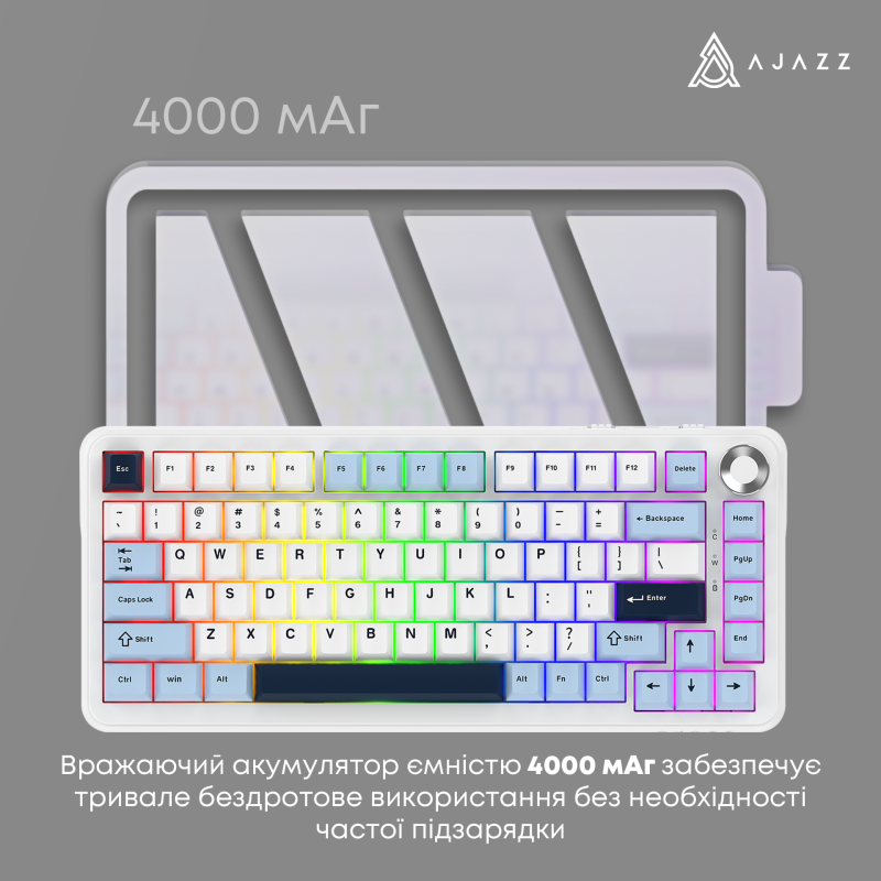 Клавіатура Ajazz AK820 Max Plus Day Dream Switch White (AK820MAX-DD-BWD)