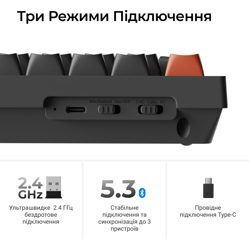Клавіатура Keychron V3 Ultra Keychron Red Switch Black RGB (V3U-D1-UA)