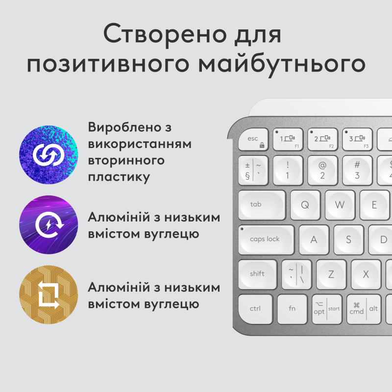 Клавіатура Logitech MX Keys Mini For Mac Wireless Illuminated Pale Gray (920-010526)
