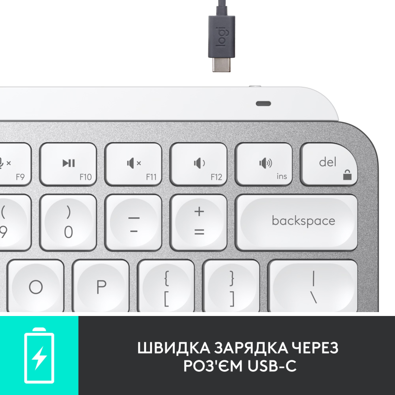 Клавіатура Logitech MX Keys Mini For Mac Wireless Illuminated Pale Gray (920-010526)