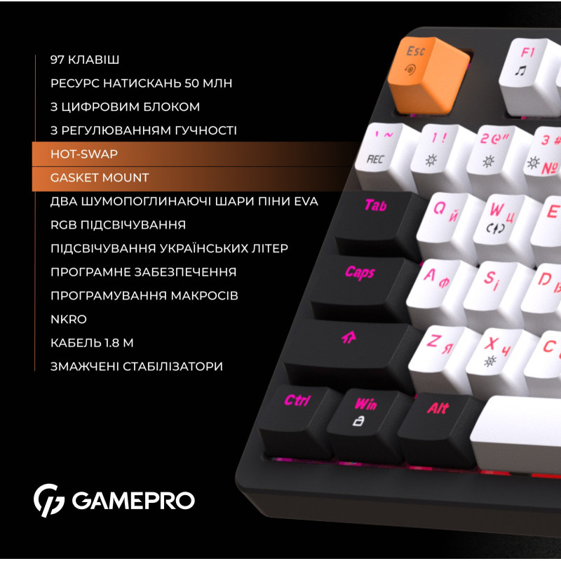 Клавіатура GamePro MK170B Outemu Red Hot-Swap RGB USB Black