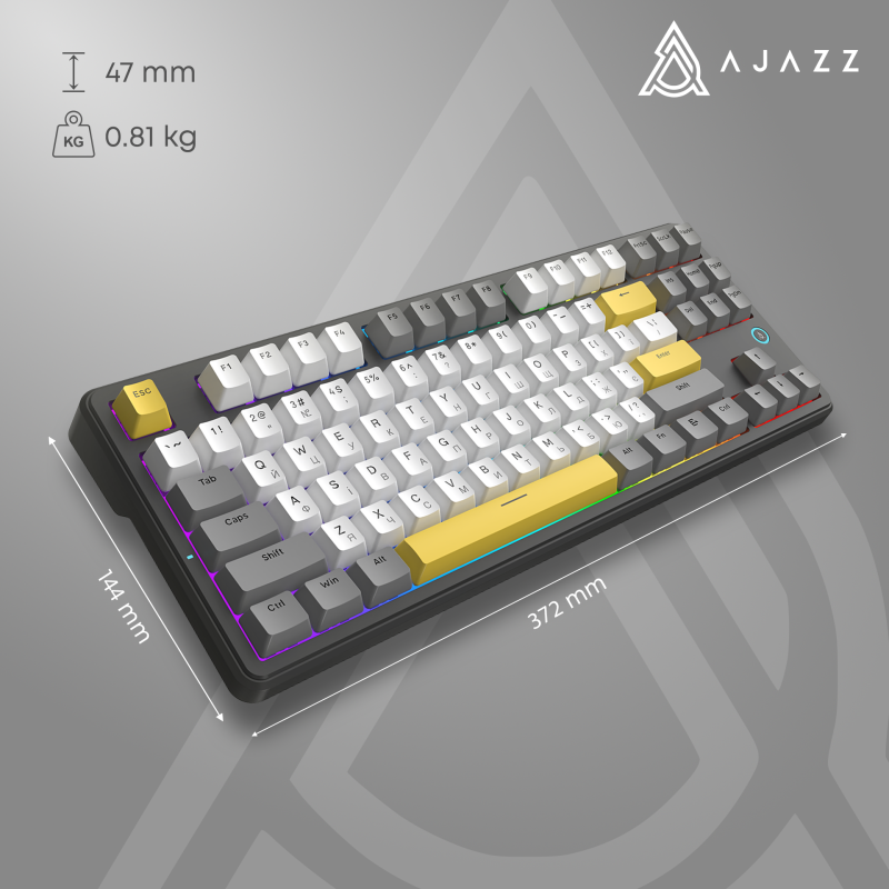 Клавіатура Ajazz AK870 V2 Flying Fish Switch Black USB-C (AK870-V2-FF-BGY)