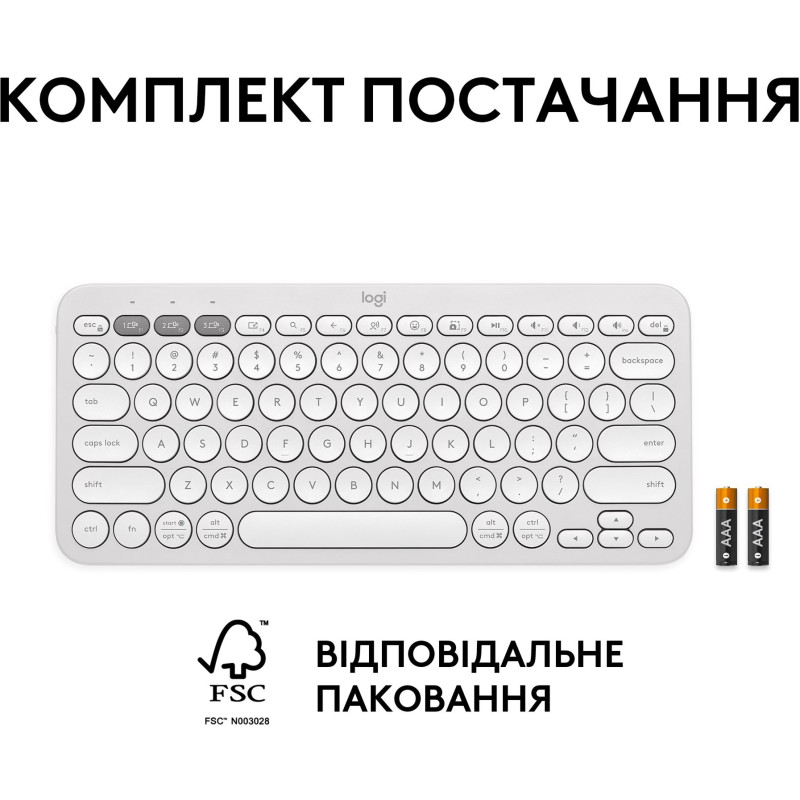 Клавіатура Logitech Pebble Keys 2 K380s White (920-011852)