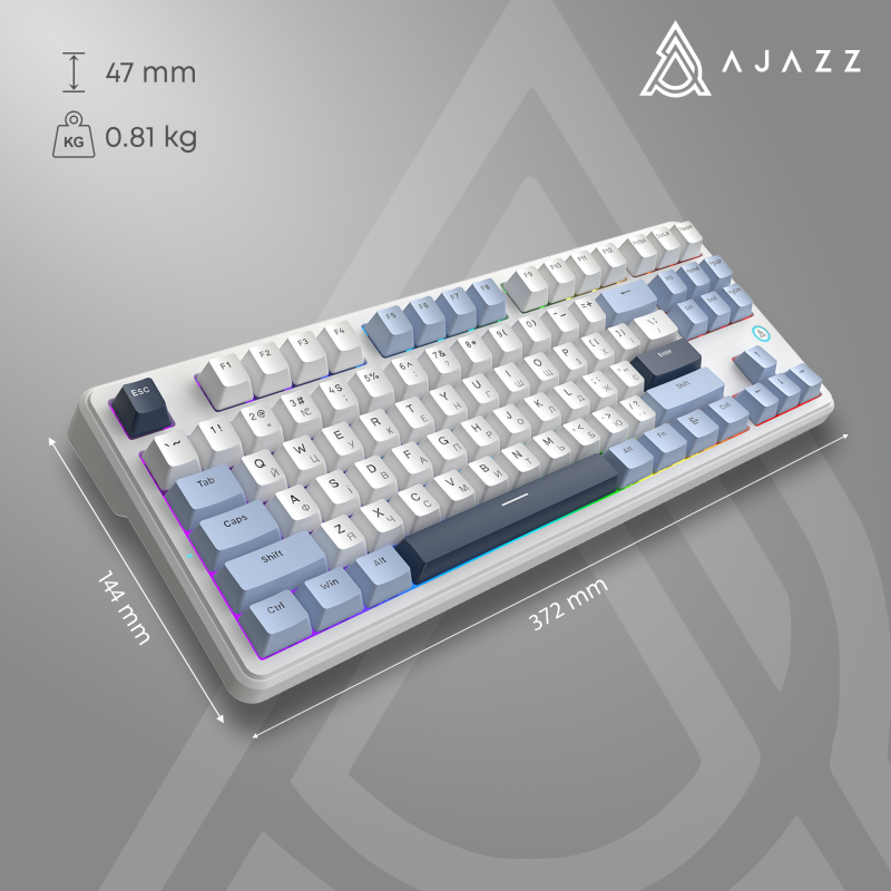 Клавіатура Ajazz AK870 V2 Flying Fish Switch White USB-C (AK870-V2-FF-BWB)