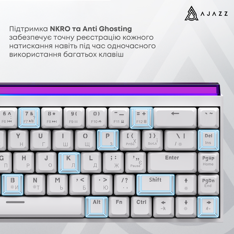 Клавіатура Ajazz NK68 Red Switch White USB-C (NK68-RW)