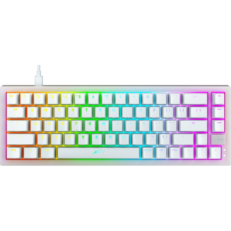 Клавіатура Xtrfy K5 68 keys Kailh Red Hot-swap RGB White (K5-RGB-CPT-TPWHITE-R-UKR)