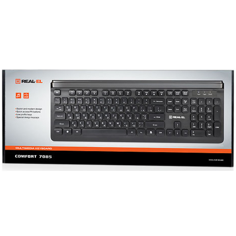 Клавіатура REAL-EL Comfort 7085 Ukr Black (EL123100032)