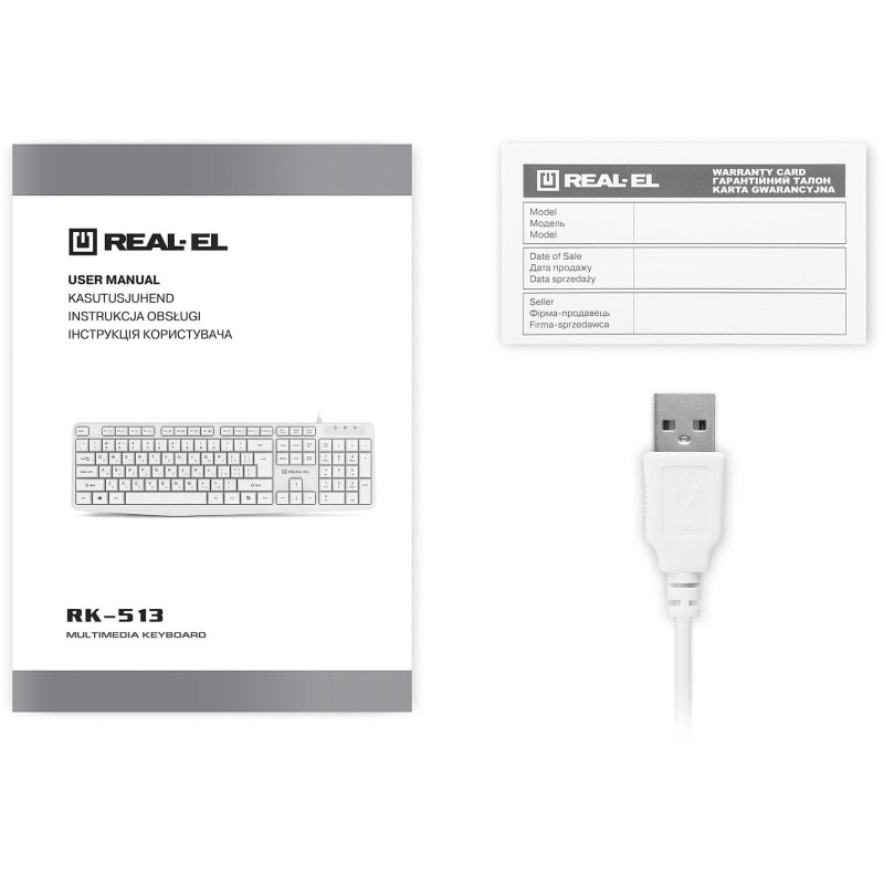 Клавіатура REAL-EL RK-513 White (EL123100047)