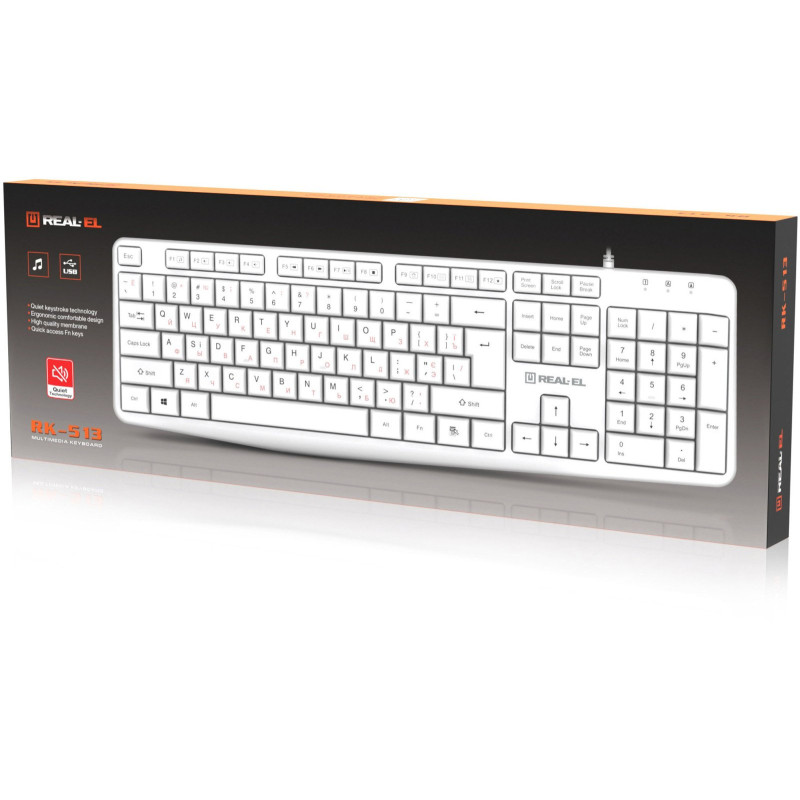 Клавіатура REAL-EL RK-513 White (EL123100047)