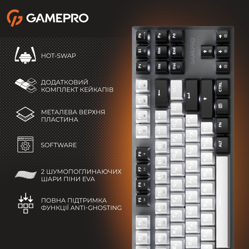 Клавіатура GamePro Genesis Joker MK124G Outemu Red Switch USB UA Gray (MK124G)