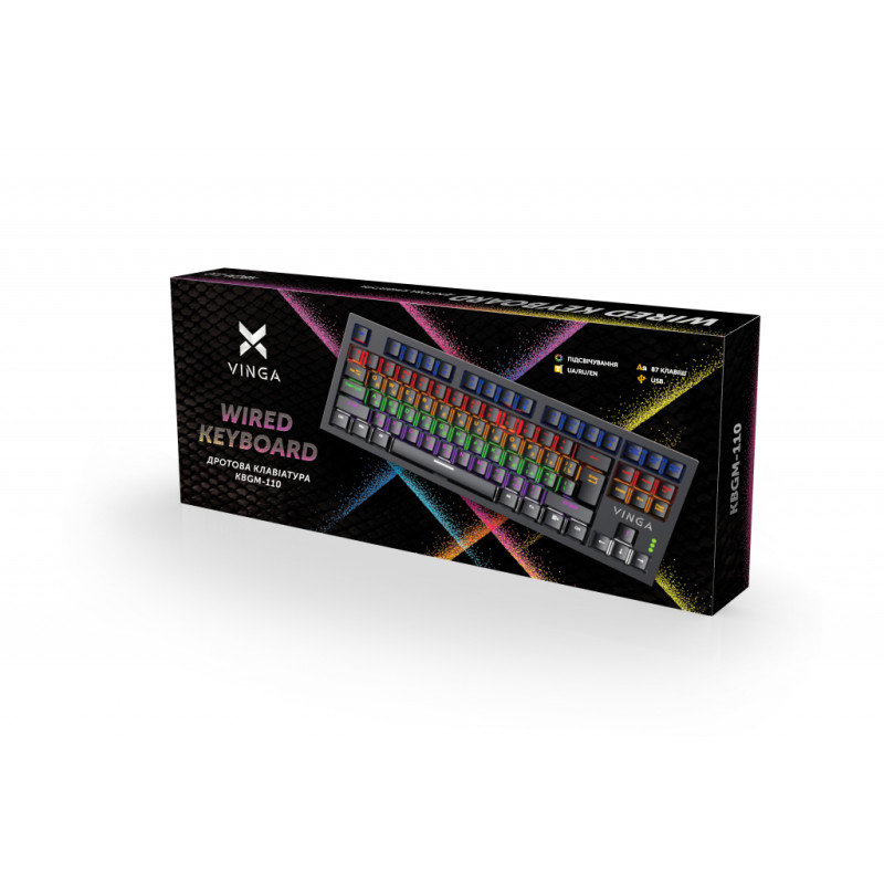 Клавіатура Winga KBGM-110 87 клавіш LED Blue Switch USB Black (KBGM-110 Black)