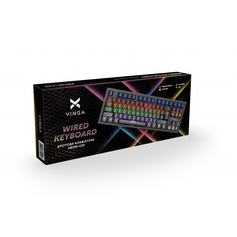 Клавіатура Winga KBGM-110 87 клавіш LED Blue Switch USB Black (KBGM-110 Black)