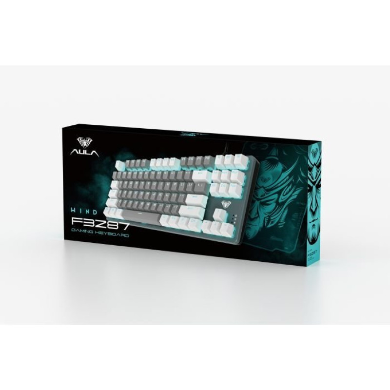 Клавіатура Aula Mechanical F3287 White/Grey keycap KRGD blue (6948391240688)