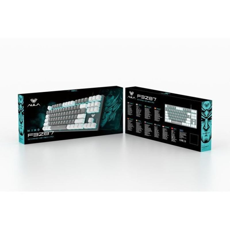 Клавіатура Aula Mechanical F3287 White/Grey keycap KRGD blue (6948391240688)