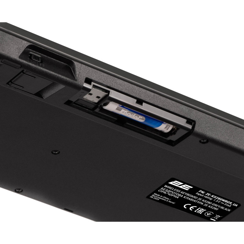 Клавіатура 2E KS280 WL/BT EN/UKR Grey/Black (2E-KS280WBGR_UA)