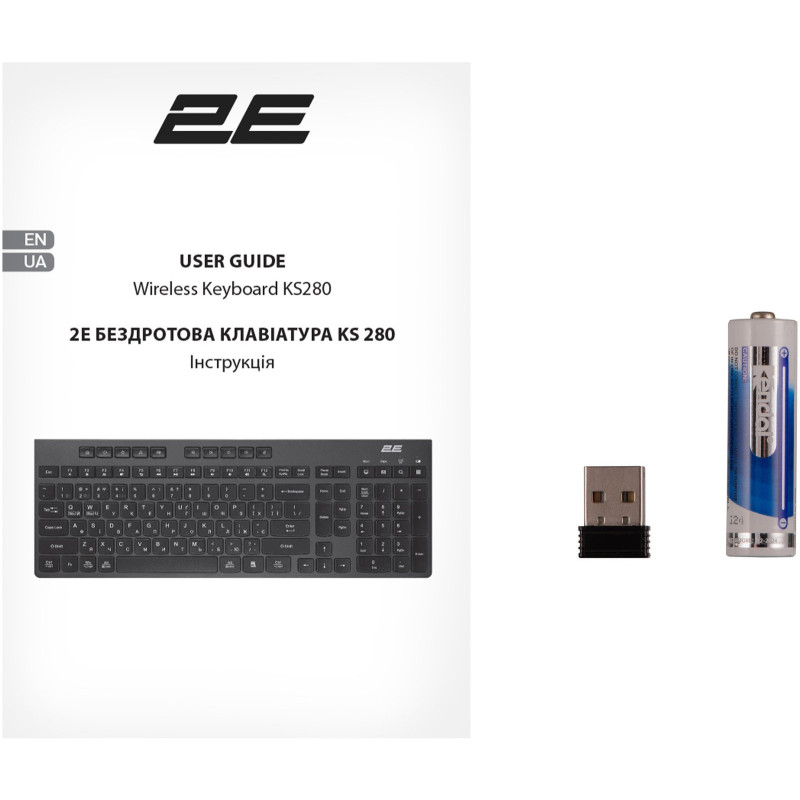 Клавіатура 2E KS280 WL/BT EN/UKR Grey/Black (2E-KS280WBGR_UA)