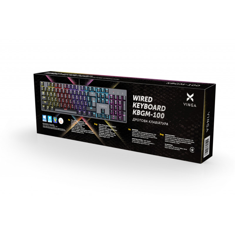 Клавіатура Winga KBGM-100 LED Blue Switch USB Black (KBGM-100 Black)