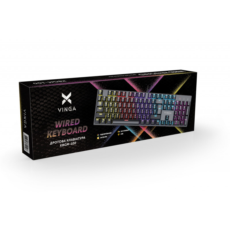 Клавіатура Winga KBGM-100 LED Blue Switch USB Black (KBGM-100 Black)