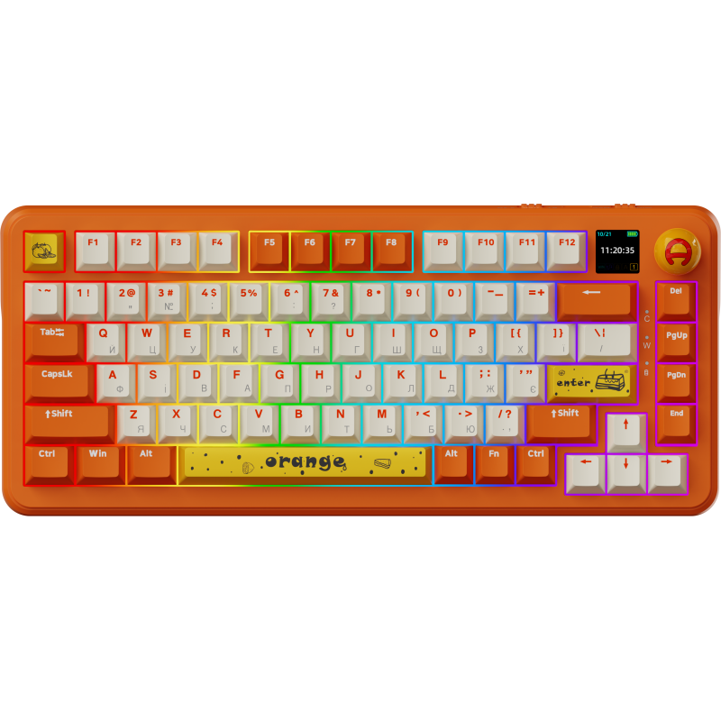 Клавіатура Ajazz AK820 MAX RGB Avocado Switch Wireless With Screen (AK820MAX-AS-OW) Orange