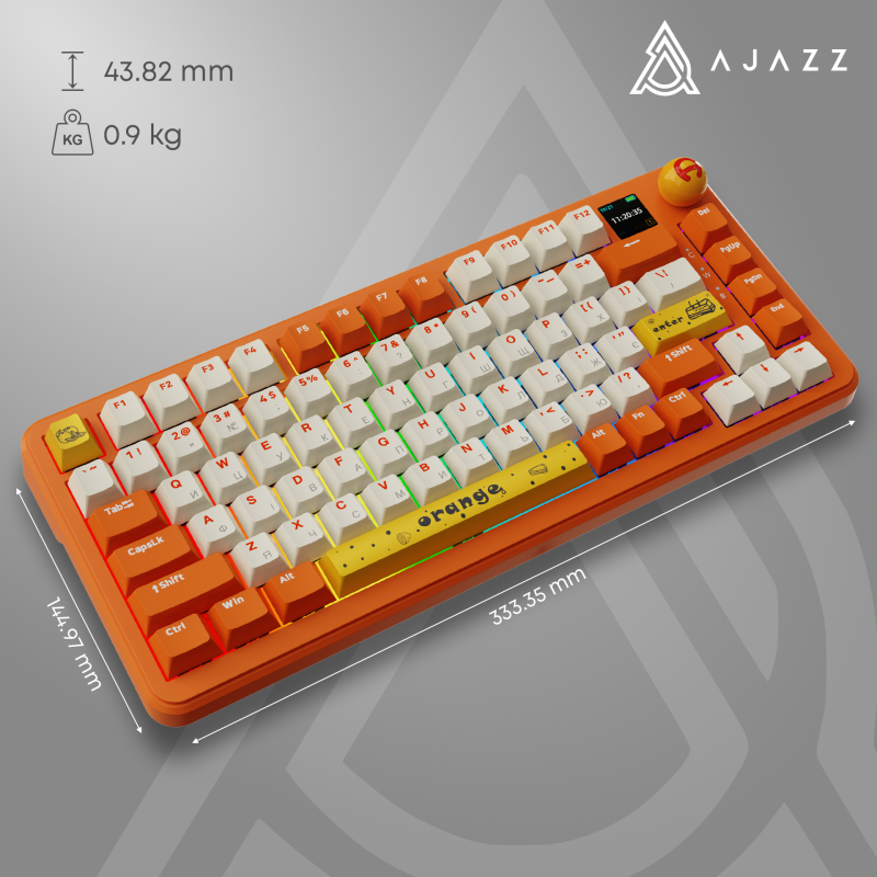 Клавіатура Ajazz AK820 MAX RGB Avocado Switch Wireless With Screen (AK820MAX-AS-OW) Orange