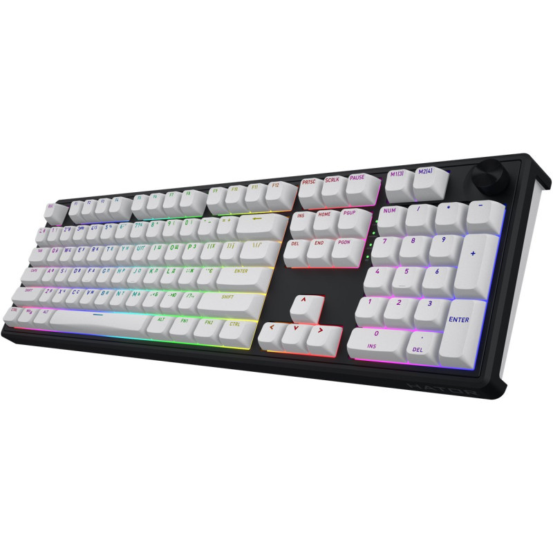 Клавіатура Hator Skyfall 100 Aurum Lemon RGB Wireless/Bluetooth/USB Black/White (HTK3100UA)