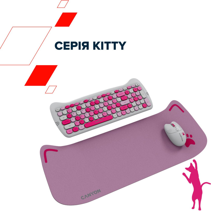 Комплект Canyon HSET-W6 Kitty Edition Wireless UA Pink (CNS-HSETW6PK)