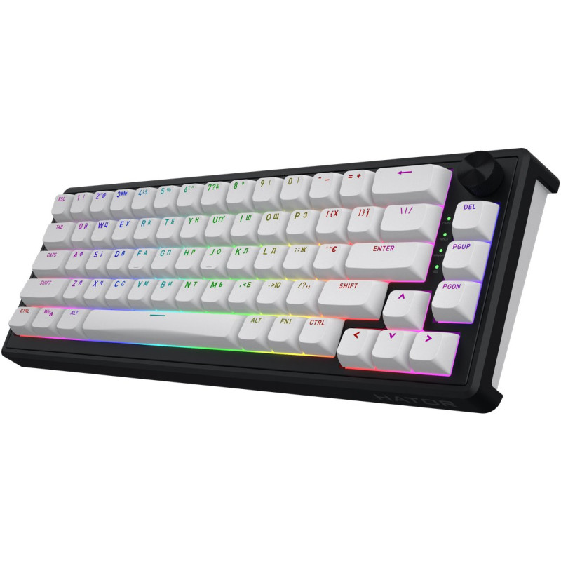 Клавіатура Hator Skyfall 65 Aurum Sterling RGB Wireless/Bluetooth/USB UA Black/White (HTK3160UA)