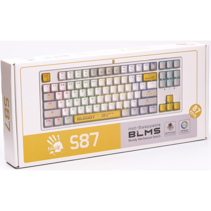 Клавіатура A4Tech Bloody S87 BLMS Red Plus Switch Energy White (S87 Energy White)