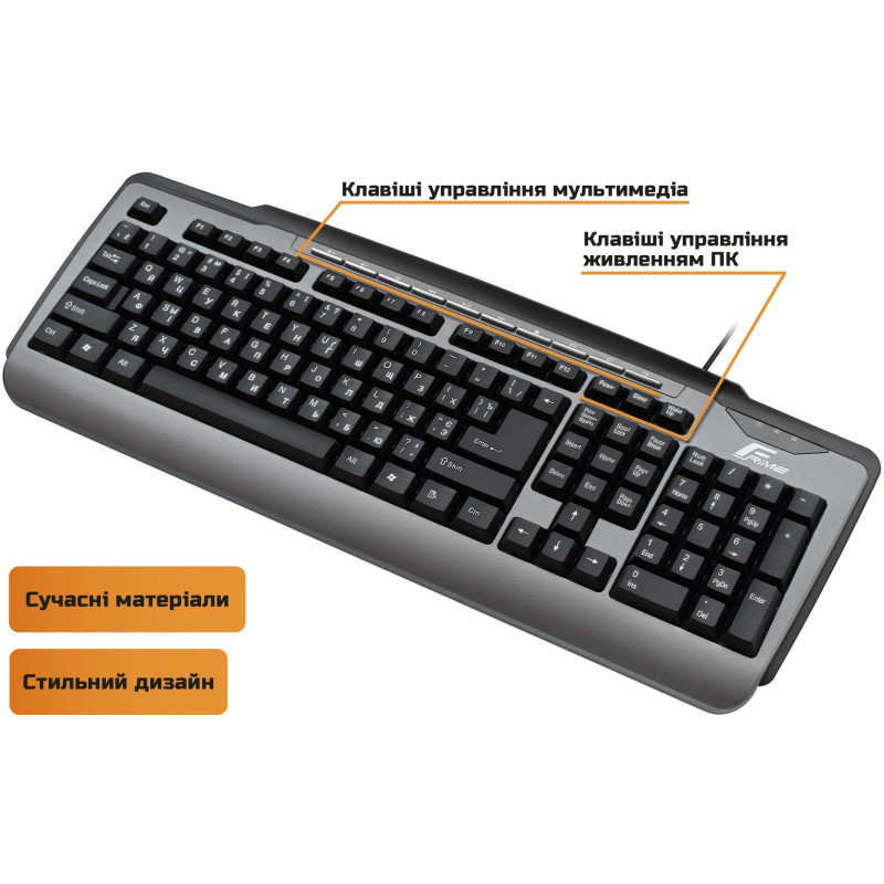 Клавіатура Frime Classic Black-Silver USB (FKBB0323)