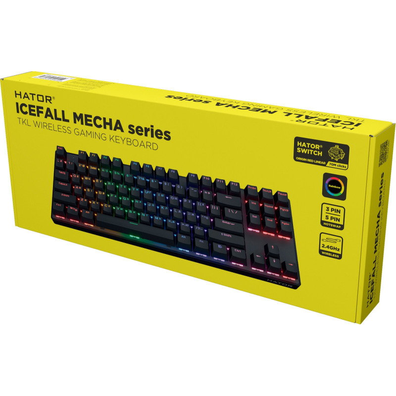 Клавіатура Hator Icefall Mecha TKL Rainbow Wireless/USB Black (HTK287UA)
