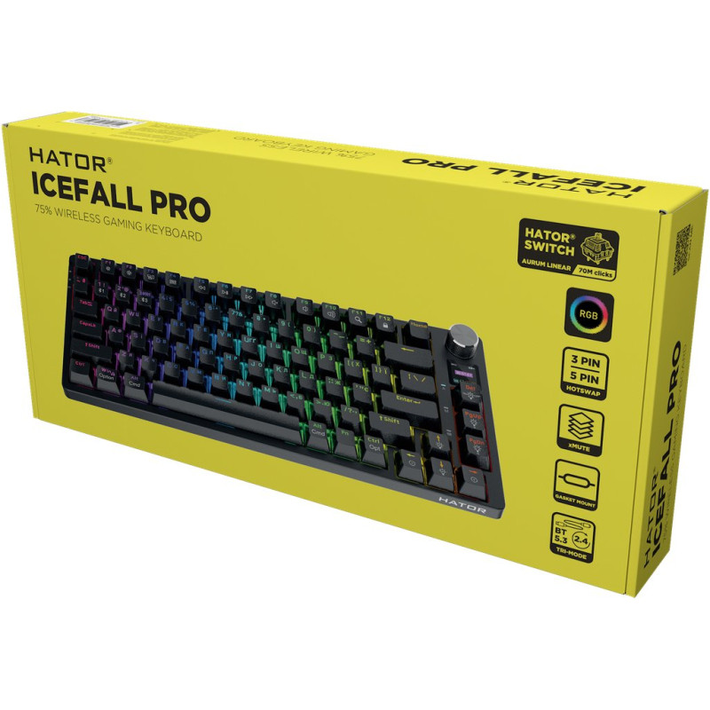 Клавіатура Hator Icefall Pro Wireless/Bluetooth/USB Black (HTK450UA)