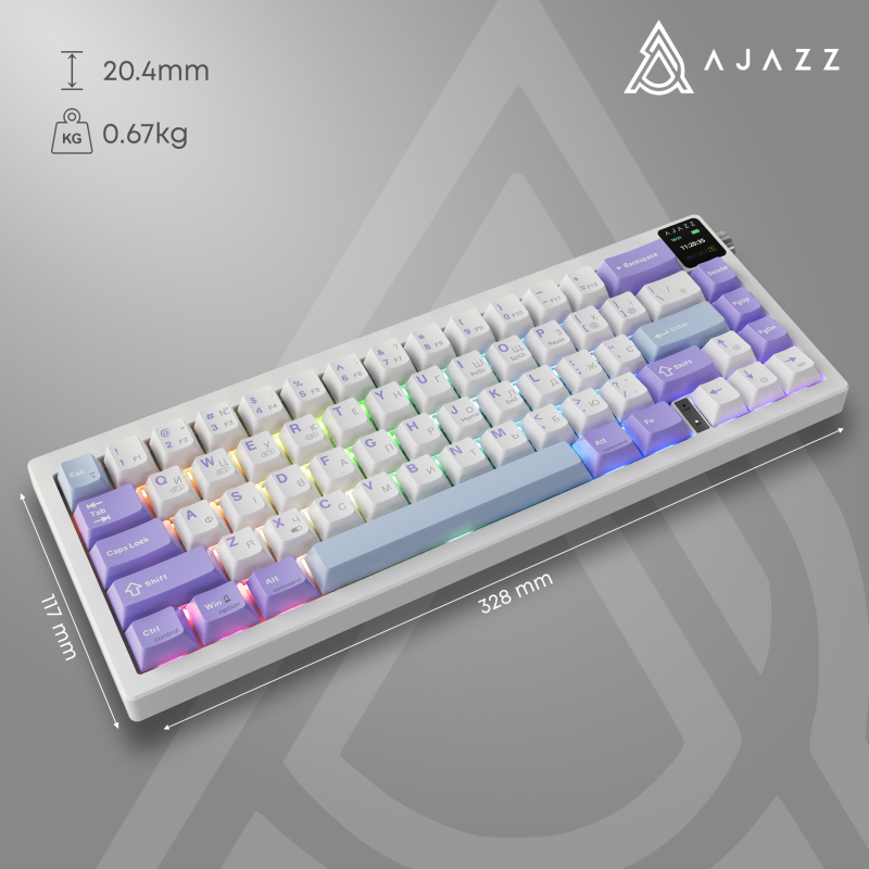 Клавіатура Ajazz AK650 RGB Flying Fish Switch Wireless With Screen (AK650-FF-PWB) Purple