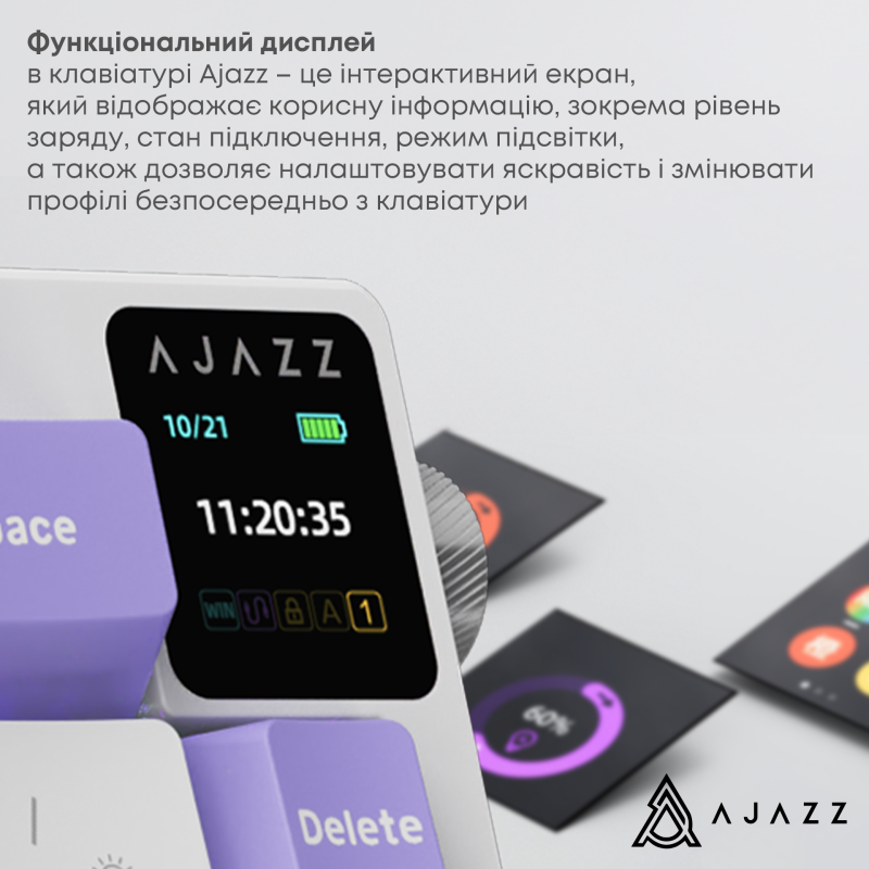 Клавіатура Ajazz AK650 RGB Flying Fish Switch Wireless With Screen (AK650-FF-PWB) Purple