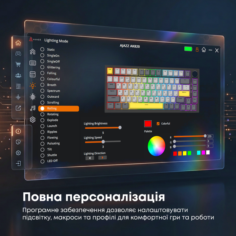 Клавіатура Ajazz AK820 Sea Salt Switch Black USB-C (AK820-SS-BGY)