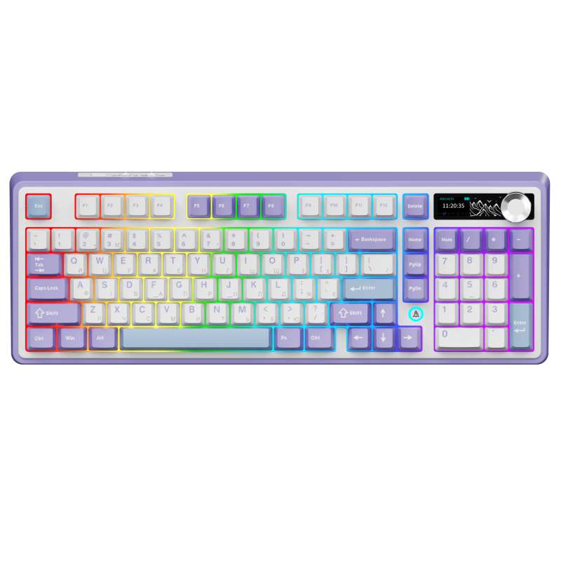 Клавіатура Ajazz AK980 RGB Clear Sky Switch Wireless With Screen (AK980-CS-PWB) Purple
