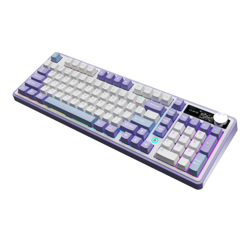 Клавіатура Ajazz AK980 RGB Clear Sky Switch Wireless With Screen (AK980-CS-PWB) Purple
