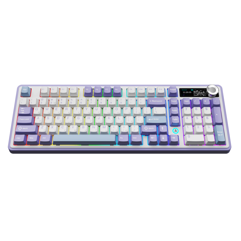 Клавіатура Ajazz AK980 RGB Clear Sky Switch Wireless With Screen (AK980-CS-PWB) Purple