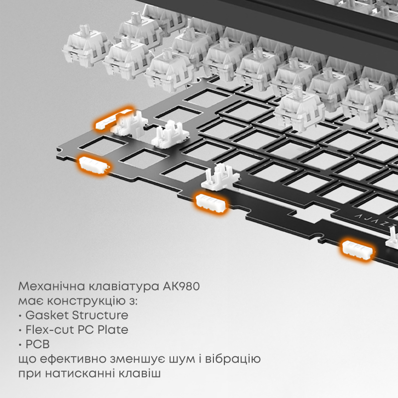 Клавіатура Ajazz AK980 RGB Clear Sky Switch Wireless With Screen (AK980-CS-PWB) Purple