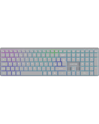 Клавіатура Canyon HKB-W11 Slim Dual Mode Wireless/Bluetooth RGB UA Grey (CNS-HBTK11G)