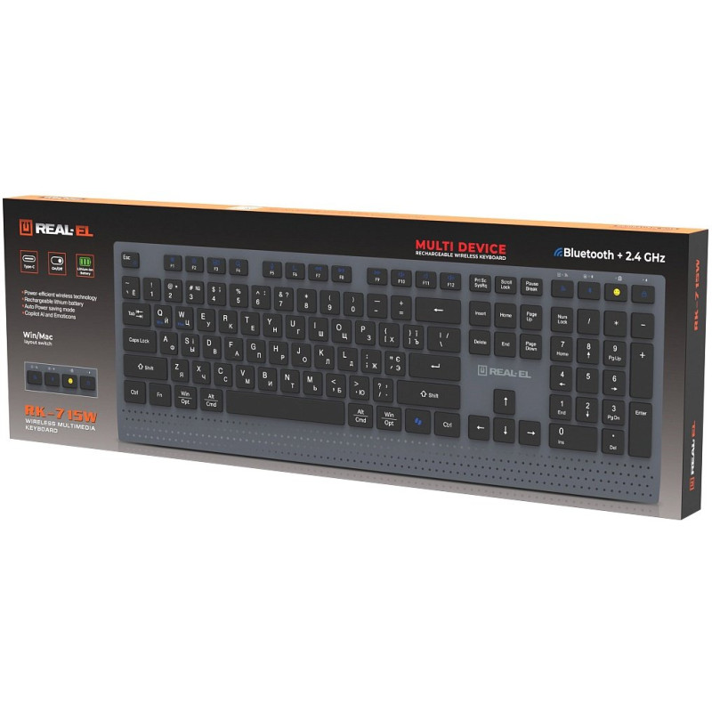Клавіатура REAL-EL RK-715W (EL123100051)