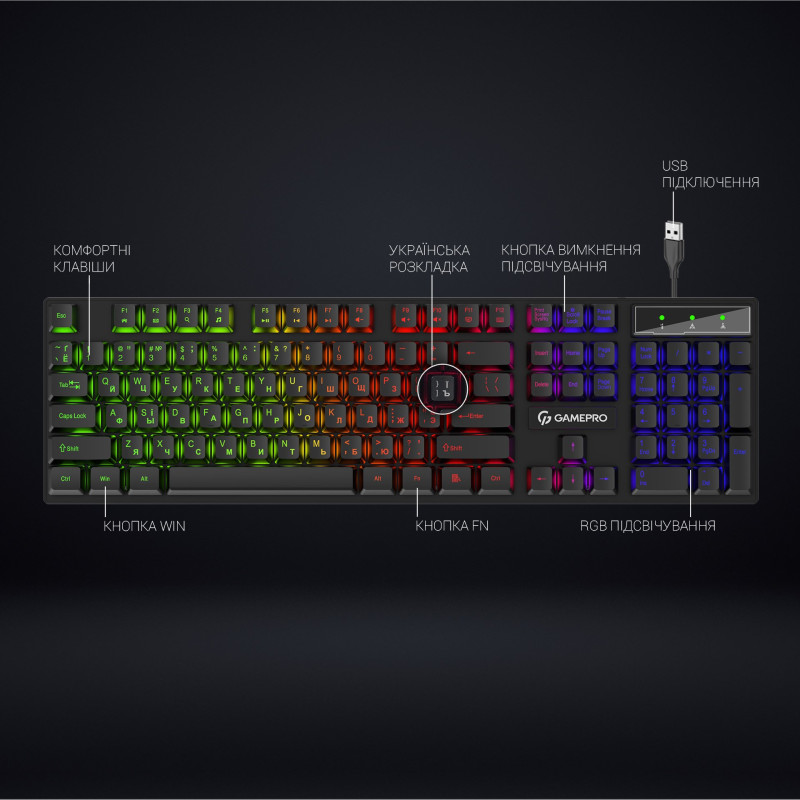 Клавіатура GamePro GK296 RGB Black