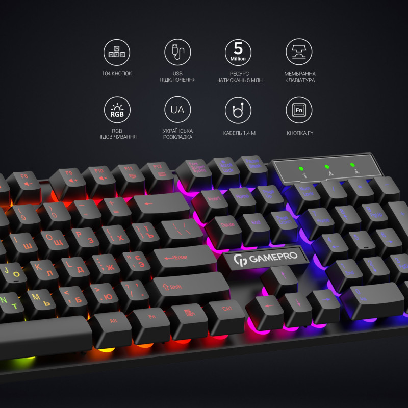 Клавіатура GamePro GK296 RGB Black