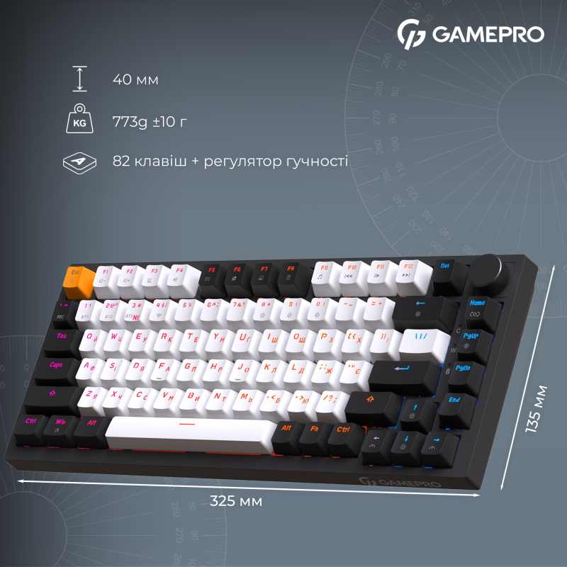 Клавіатура GamePro Asgard Valhalla QLAB Sakura Switch Black (MK160-B-QS-PRO)