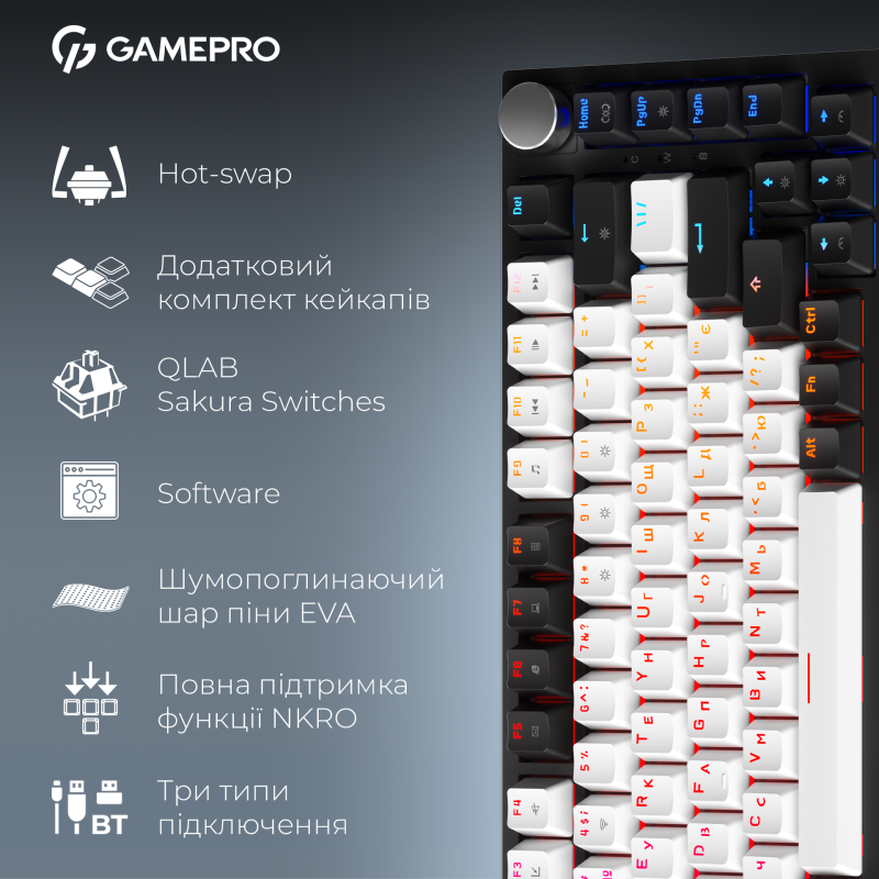 Клавіатура GamePro Asgard Valhalla QLAB Sakura Switch Black (MK160-B-QS-PRO)